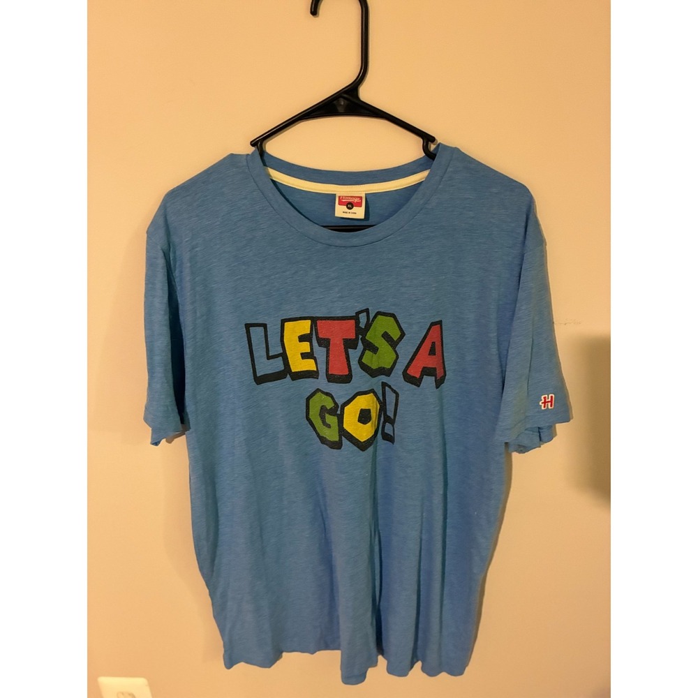 Homage Nintendo Mario Brothers T-Shirt Let's-A-Go Vintage Rare Unisex XL Blue